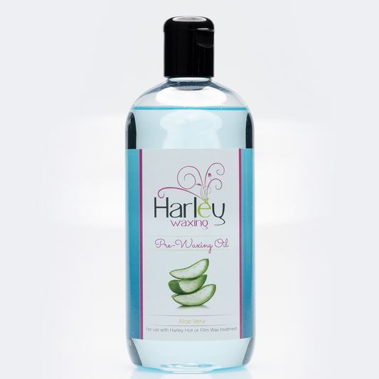 Harley Waxing Pre Waxing Oil is an aloe vera based product. Design with your clients comfort in mind. This will provide a thin layer of protection from the wax attaching to the skin making for a less pain waxing treatment. Along with nourishing the skin too. 
